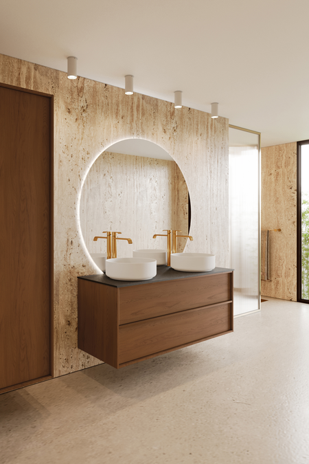 Cabinet with two round countertop basins Casa H10