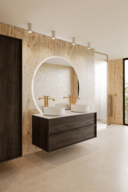 Cabinet with two round countertop basins Casa H10