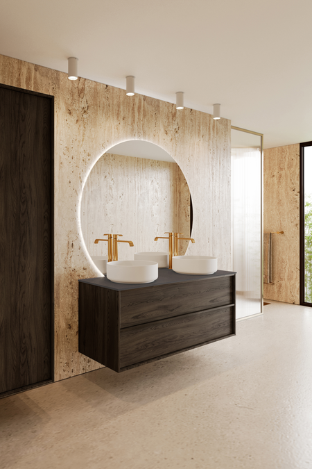 Cabinet with two round countertop basins Casa H10