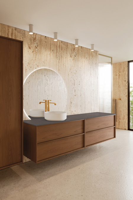 Double cabinet with round countertop basin Casa H09