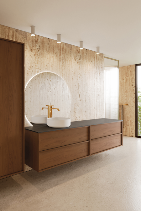 Double cabinet with round countertop basin Casa H09