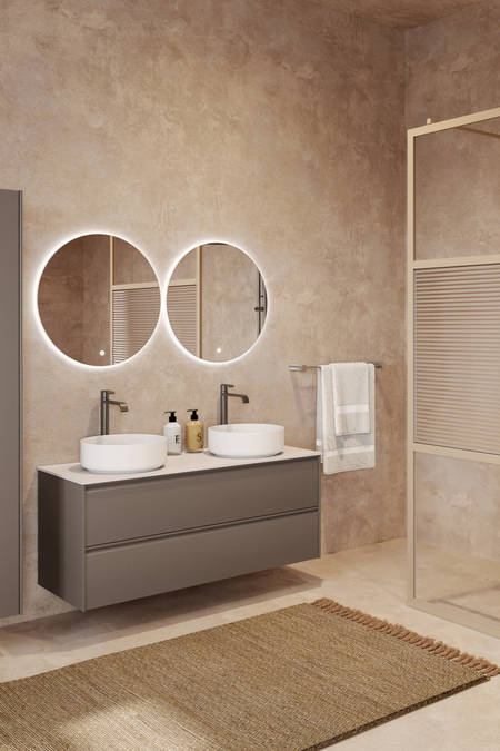 Cabinet with two round countertop basins Luna L10