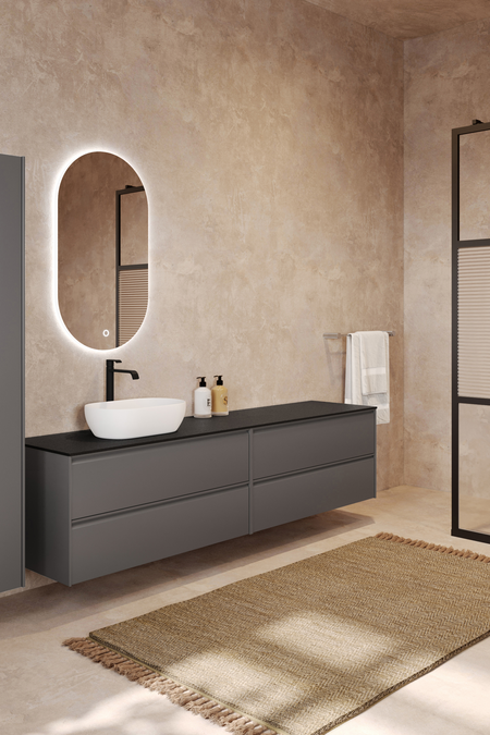 Double cabinet with oval countertop basin Luna L13