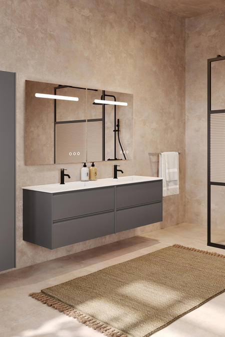 Double cabinet with Corian twin basin Luna L07