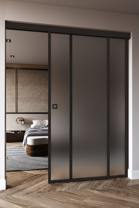 Sliding door with soft closing mechanism and fixed wall Inne C5N New York