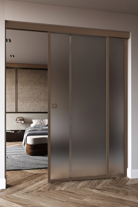 Sliding door with soft closing mechanism and fixed wall Inne C5N New York