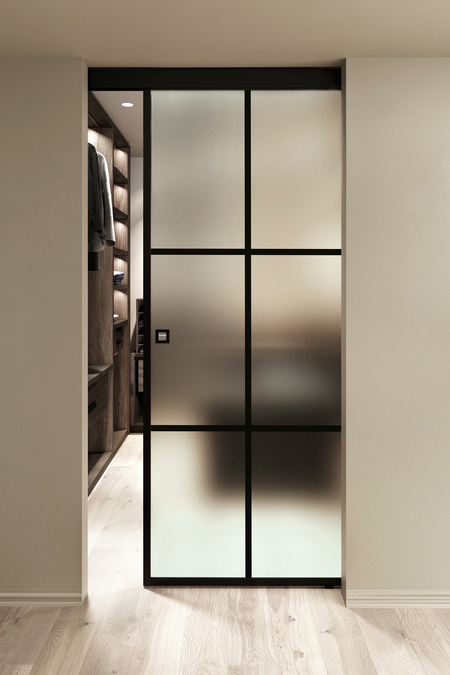 Ceiling mounted sliding door with soft closing mechanism Inne C1P Paris