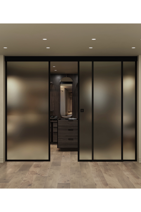 Sliding door with soft closing mechanism and 2 fixed walls Inne C3N New York