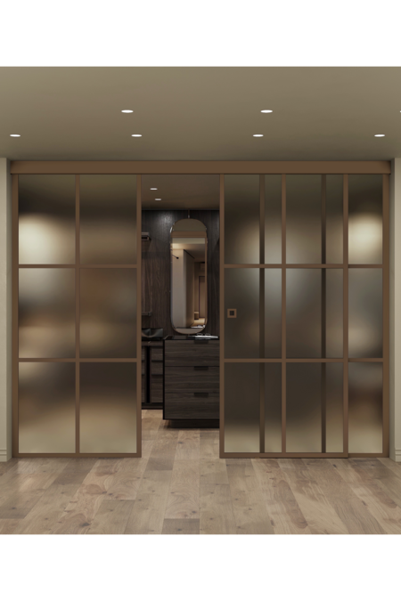 Sliding door with soft closing mechanism and 2 fixed walls Inne C3P Paris