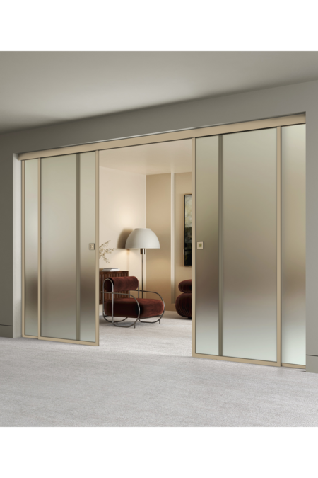 Double sliding doors with soft closing mechanism and 2 fixed walls Inne C4N New York