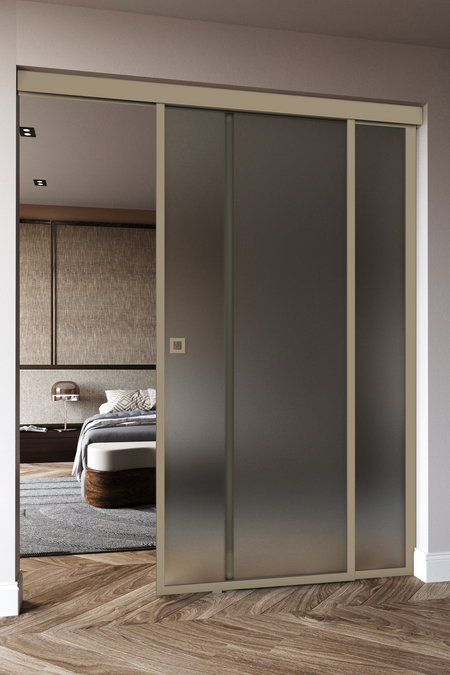 Sliding door with soft closing mechanism and fixed wall Inne C5N New York