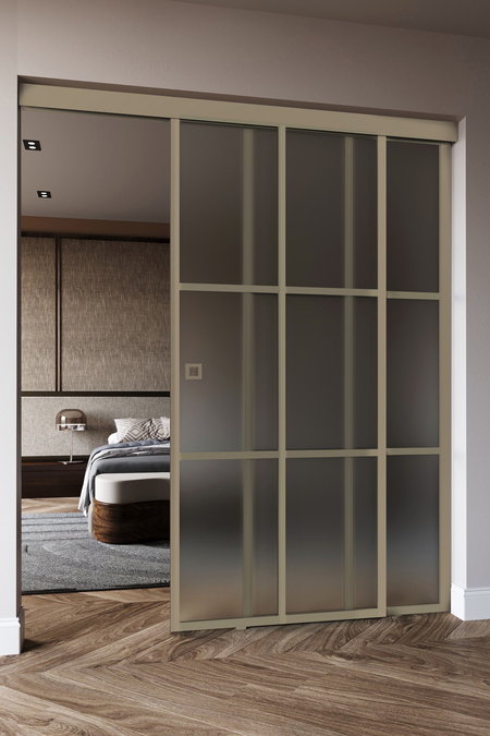 Sliding door with soft closing mechanism and fixed wall Inne C5P Paris