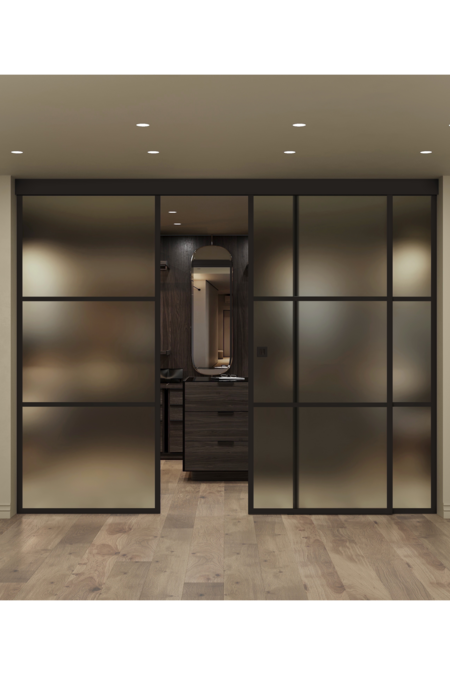 Sliding door with soft closing mechanism and 2 fixed walls Inne C3T Tokyo