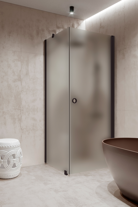 Shower enclosure with a fixed wall and hinged door Forma 368