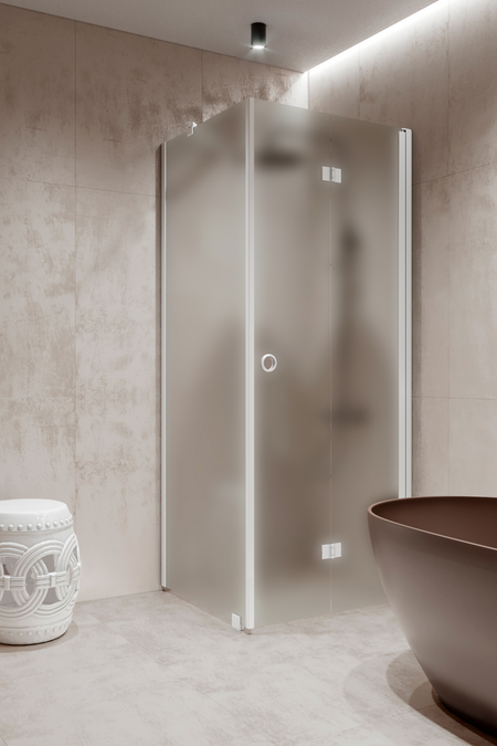 Shower enclosure with a fixed wall and folding door Forma 369