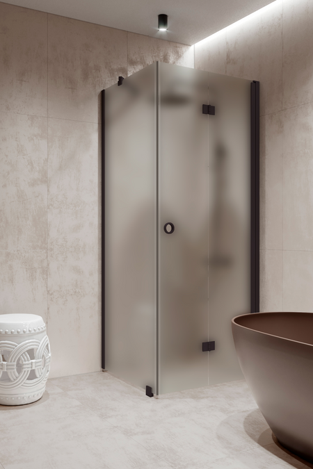 Shower enclosure with a fixed wall and folding door Forma 369