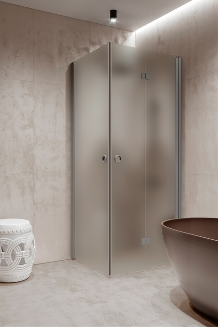 Shower enclosure with a hinged door and a folding door Forma 373