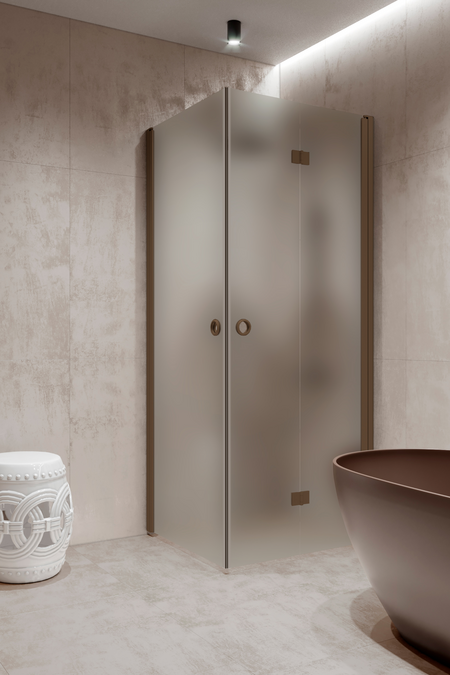 Shower enclosure with a hinged door and a folding door Forma 373