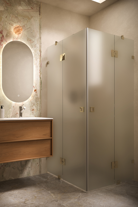 Shower enclosure with hinged doors with fixed parts Vetro 548 (514x514)