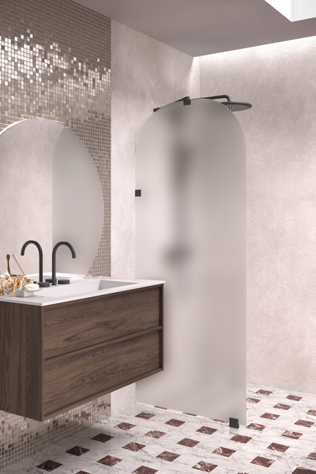 Arched fixed shower screen Vetro 509