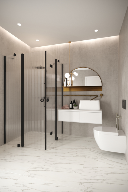 Shower enclosure with a hinged and a folding door with fixed parts Forma 380