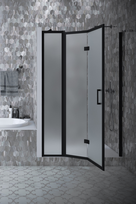 Folding shower door with a fixed part and magnet lock Bläk 89W New York
