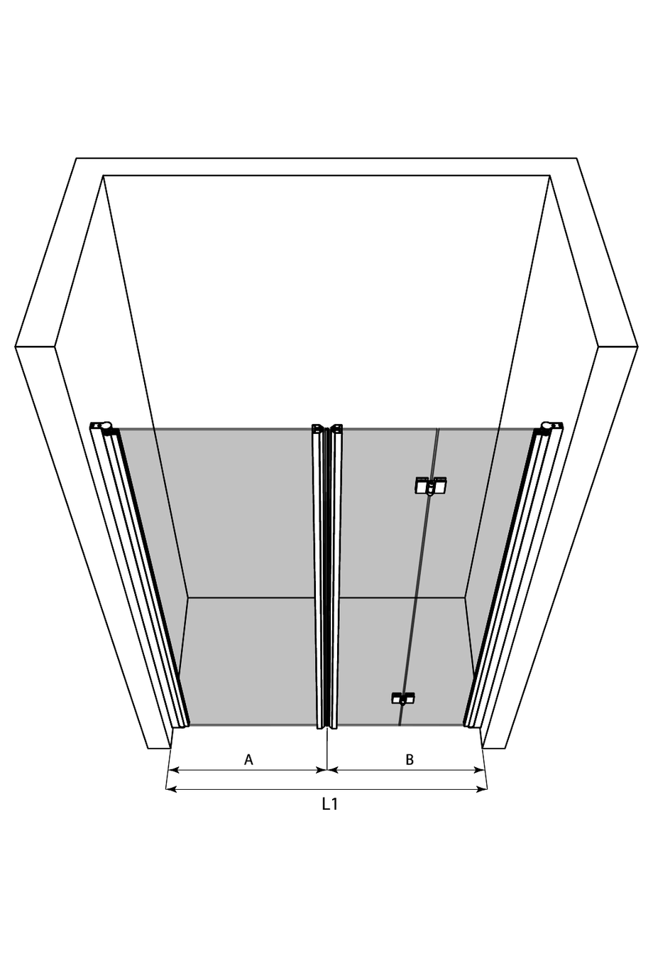 3d Alcove fitting with a hinged and a folding door Infinia 242 (212+213)