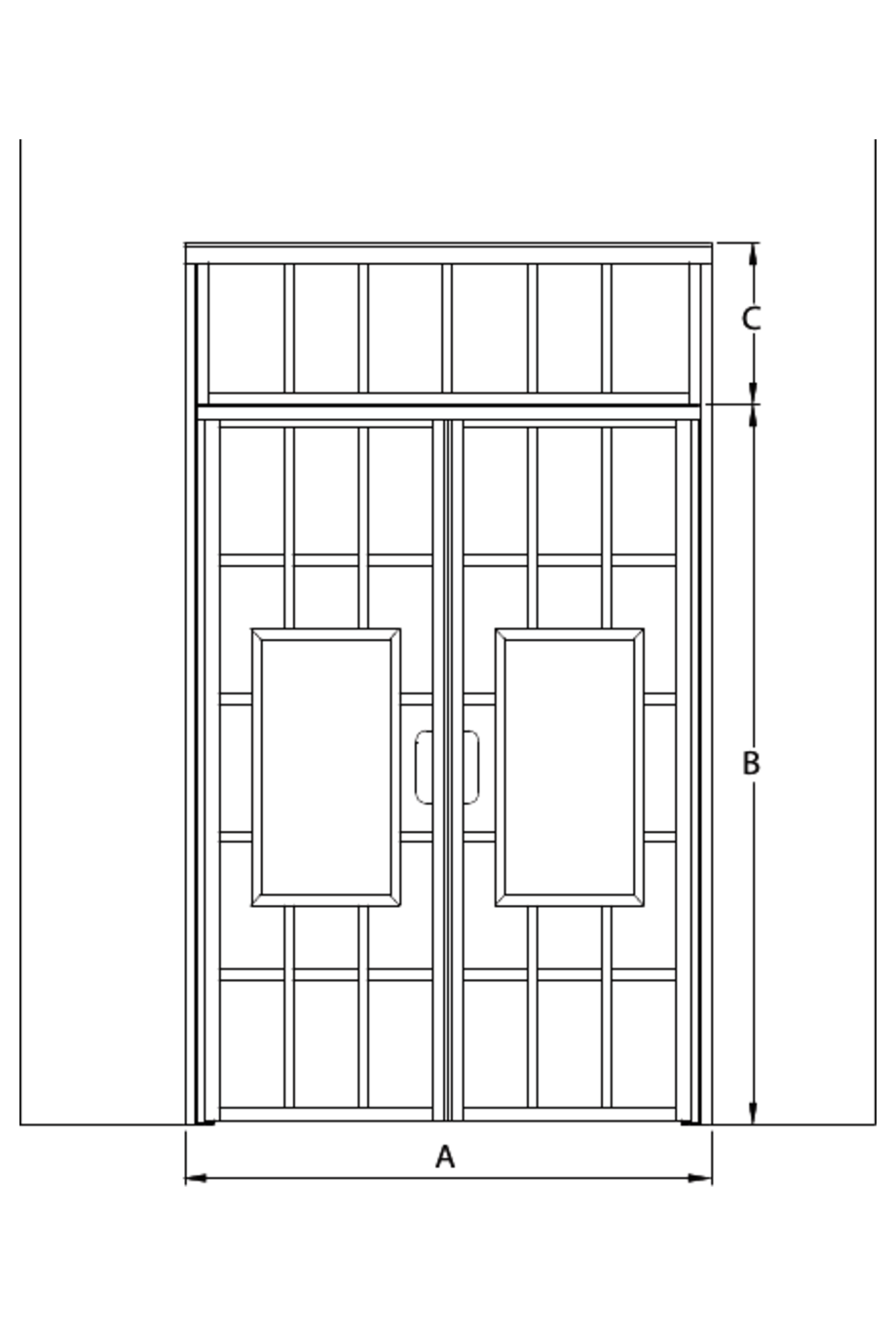 2d Double door with upper window Bläk 810 Shanghai