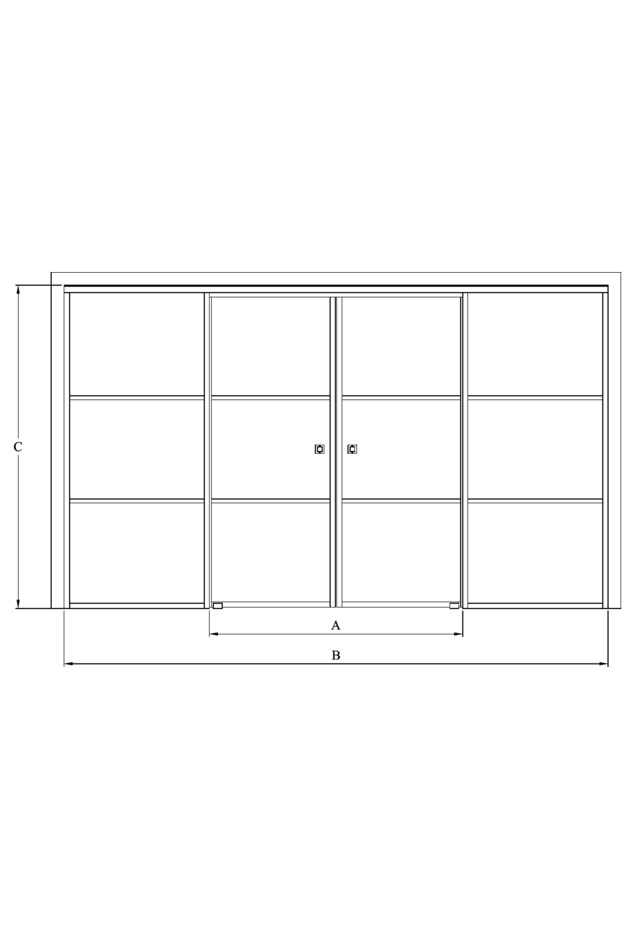 2d Double sliding doors with soft closing mechanism and 2 fixed walls Bläk 879 Tokyo