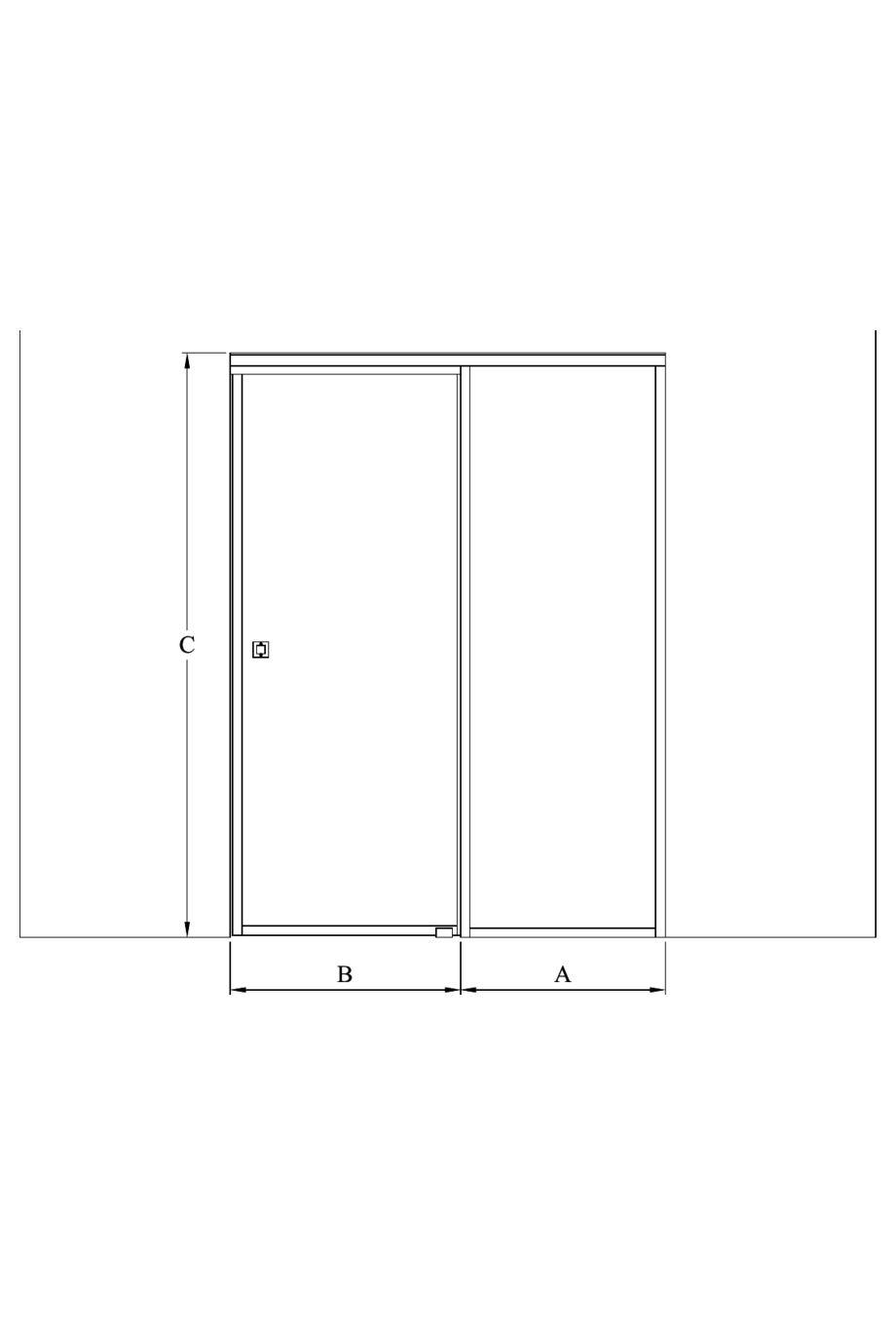 2d Sliding door with soft closing mechanism and fixed wall Bläk 863 New York